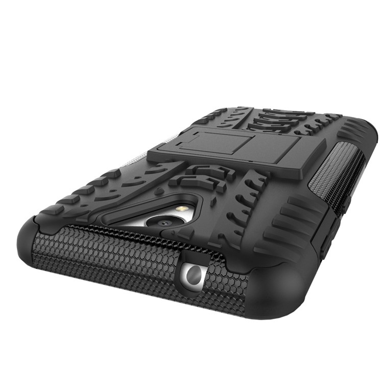 2-in-1 Tyre Pattern Kickstand PC + TPU Hybrid Phone Case for ZTE Blade A510 - Black-4