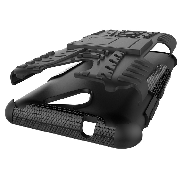2-in-1 Tyre Pattern Kickstand PC + TPU Hybrid Phone Case for ZTE Blade A510 - Black-6