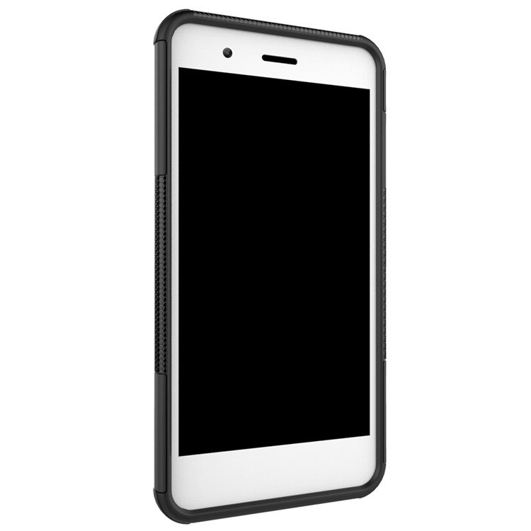 2-in-1 Tyre Pattern Kickstand PC + TPU Hybrid Phone Case for ZTE Blade A510 - Black-7