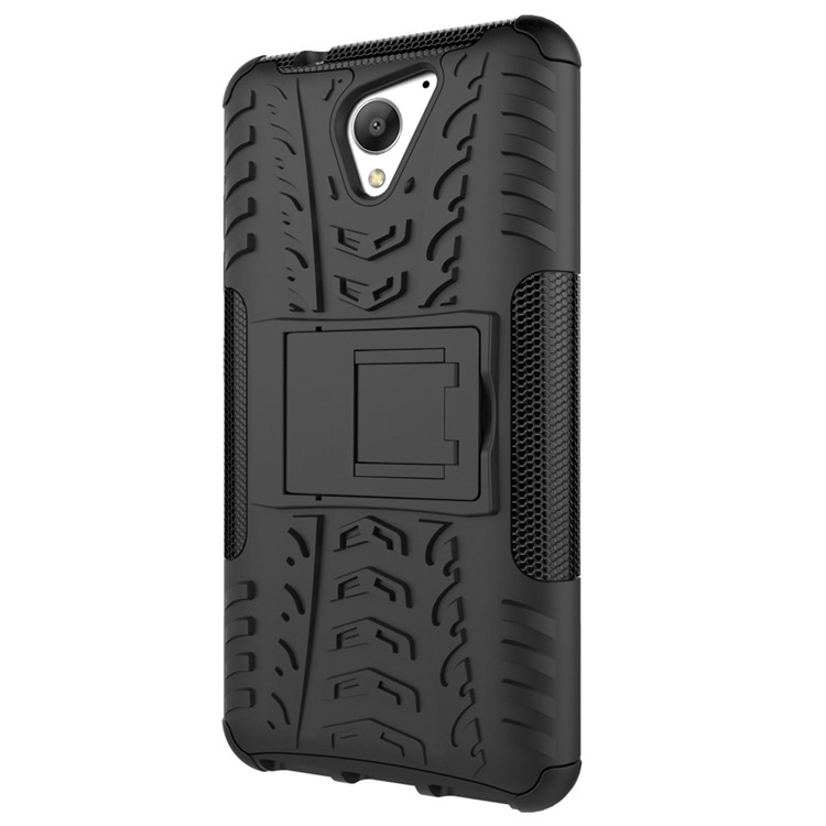 2-in-1 Tyre Pattern Kickstand PC + TPU Hybrid Phone Case for ZTE Blade A510 - Black-9