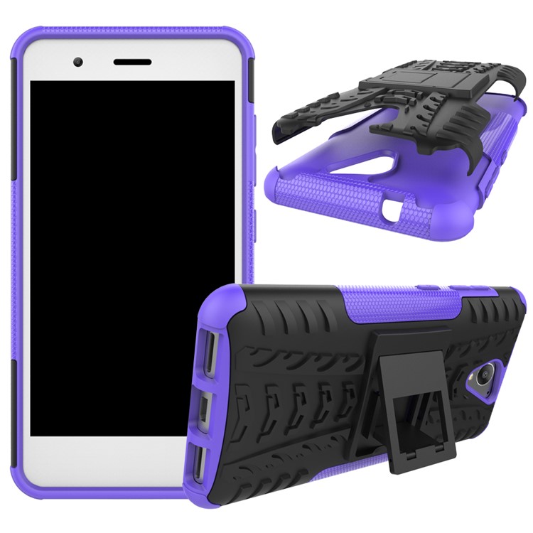 2-in-1 Tyre Pattern Kickstand PC + TPU Hybrid Cellphone Case for ZTE Blade A510 - Purple-2