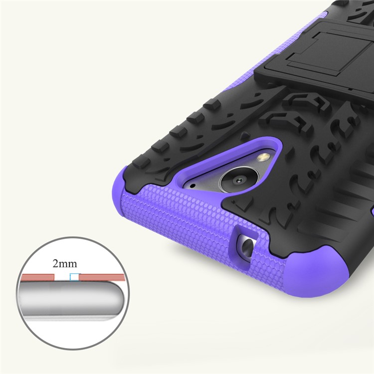 2-in-1 Tyre Pattern Kickstand PC + TPU Hybrid Cellphone Case for ZTE Blade A510 - Purple-3