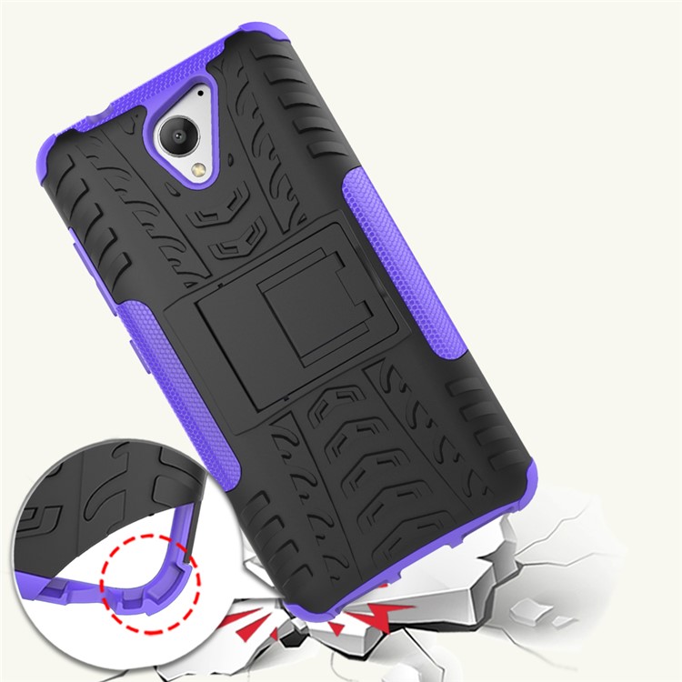 2-in-1 Tyre Pattern Kickstand PC + TPU Hybrid Cellphone Case for ZTE Blade A510 - Purple-4