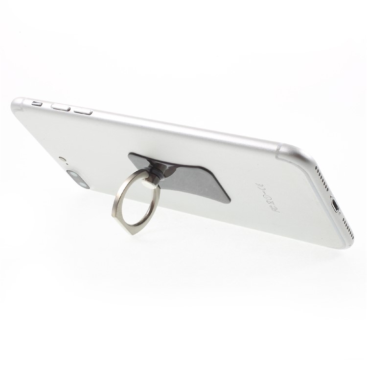 CMZWT Metal Ring + Hanging Hook Mobile Phone Bracket Stand for iPhone Samsung Huawei - Jet Black-2