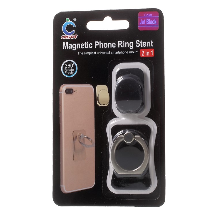 CMZWT Metal Ring + Hanging Hook Mobile Phone Bracket Stand for iPhone Samsung Huawei - Jet Black-8
