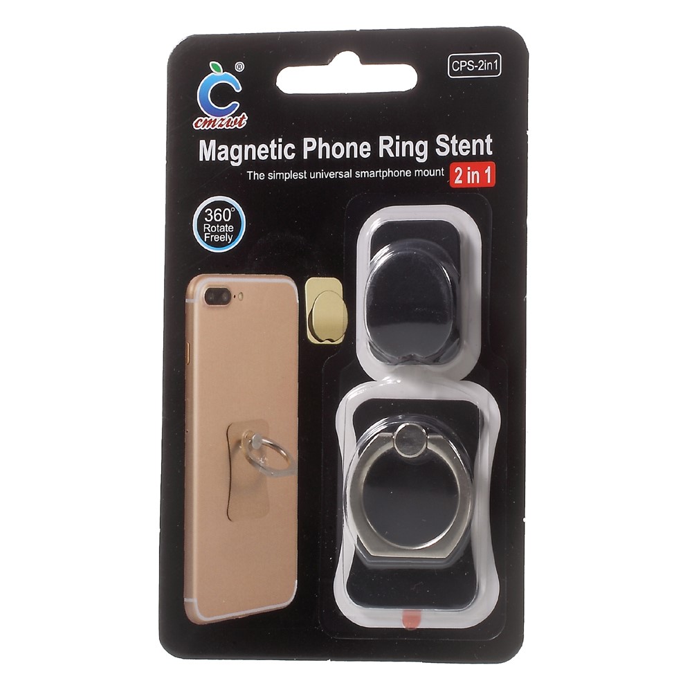 CMZWT Metal Ring Kickstand Finger Grip Holder Mobile Phone Bracket Stand - Black-6