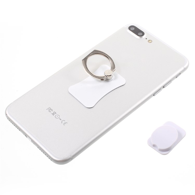 CMZWT Rotary Metal Ring Hook Universal Phone Holder Smartphone Mount - White-3