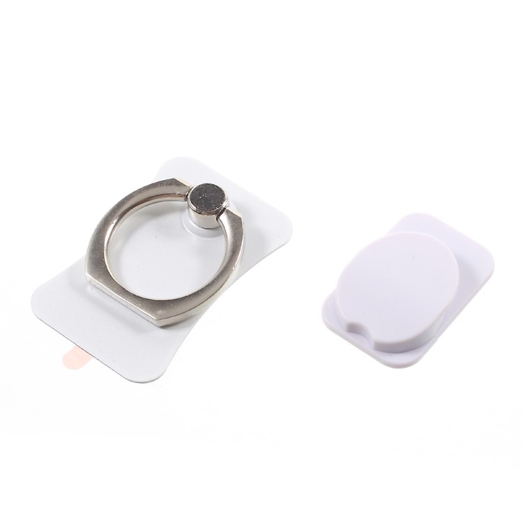 CMZWT Rotary Metal Ring Hook Universal Phone Holder Smartphone Mount - White-5