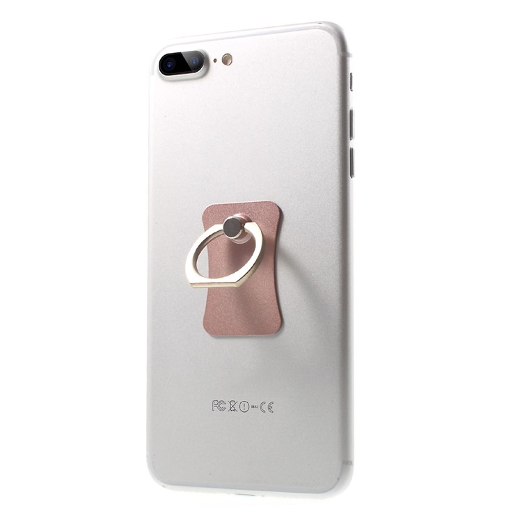 CMZWT 2-in-1 Design Rotary Metal Ring Kickstand Finger Grip Holder + Hanging Hook Car Phone Mount - Rose Gold Color-1