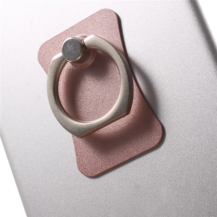 CMZWT 2-in-1 Design Rotary Metal Ring Kickstand Finger Grip Holder + Hanging Hook Car Phone Mount - Rose Gold Color-5