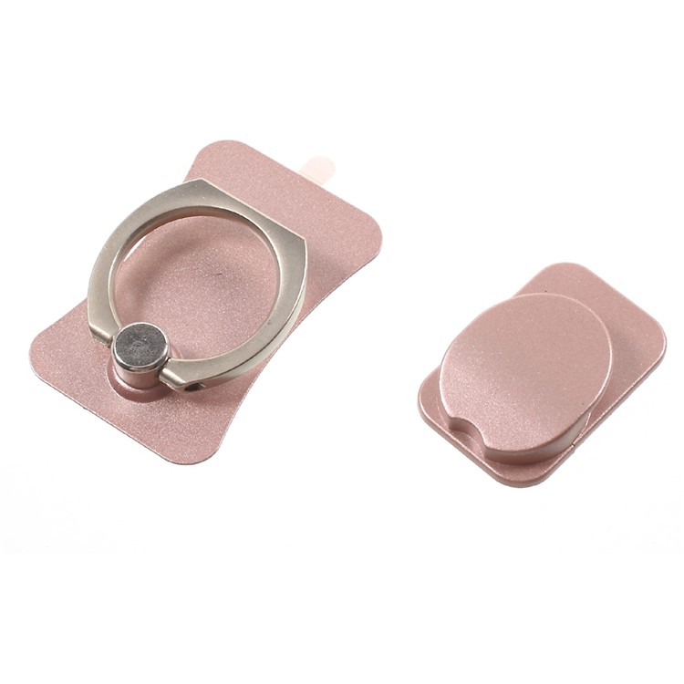 CMZWT 2-in-1 Design Rotary Metal Ring Kickstand Finger Grip Holder + Hanging Hook Car Phone Mount - Rose Gold Color-6