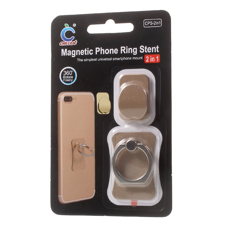 CMZWT Metal Phone Holder Universal Rotary Ring Stand Ring Hook for Smartphones - Gold Color-6