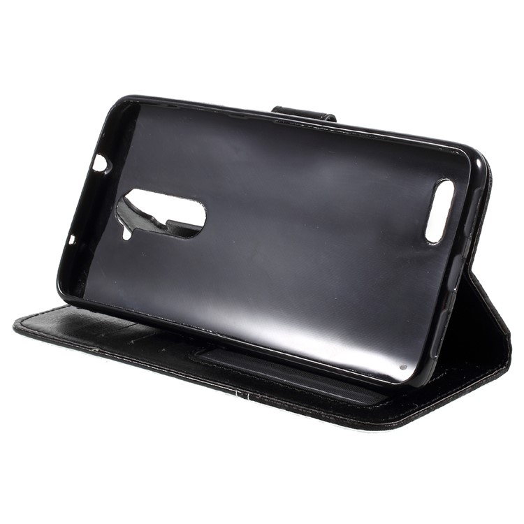 Contrast Color PU Leather Wallet Stand Mobile Casing for ZTE ZMAX Pro Z981 - Black-3