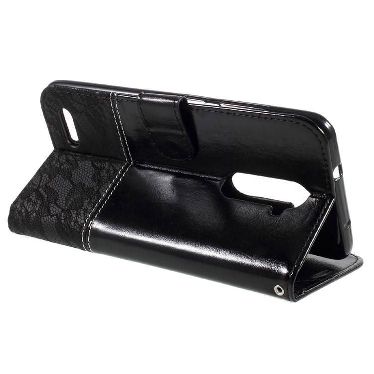 Contrast Color PU Leather Wallet Stand Mobile Casing for ZTE ZMAX Pro Z981 - Black-4
