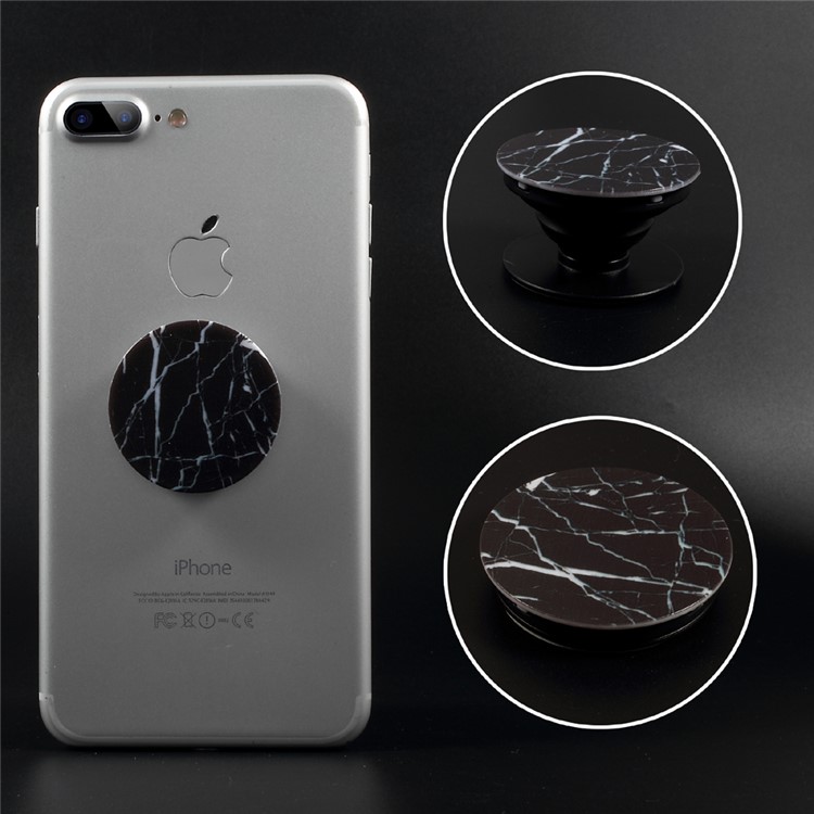 Finger Grip Expanding Mount Bracket for iPhone Samsung Smartphone Tablet - Black Marble Pattern-1