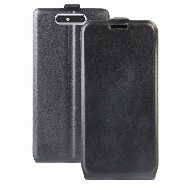 Crazy Horse Skin Vertical Flip Card Slot Leather Shell Case for ZTE Blade V8 - Black-1