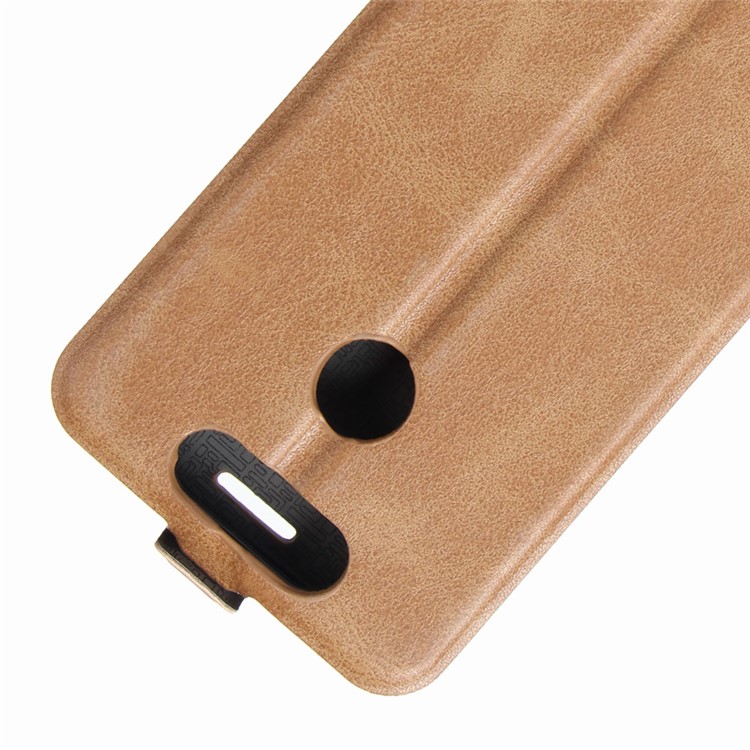 Crazy Horse Vertical Leather Card Holder Cell Phone Cover for ZTE Blade V8 Mini - Brown-3