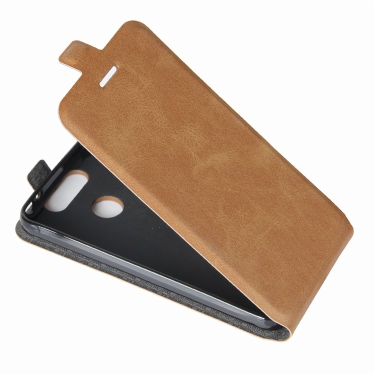 Crazy Horse Vertical Leather Card Holder Cell Phone Cover for ZTE Blade V8 Mini - Brown-4