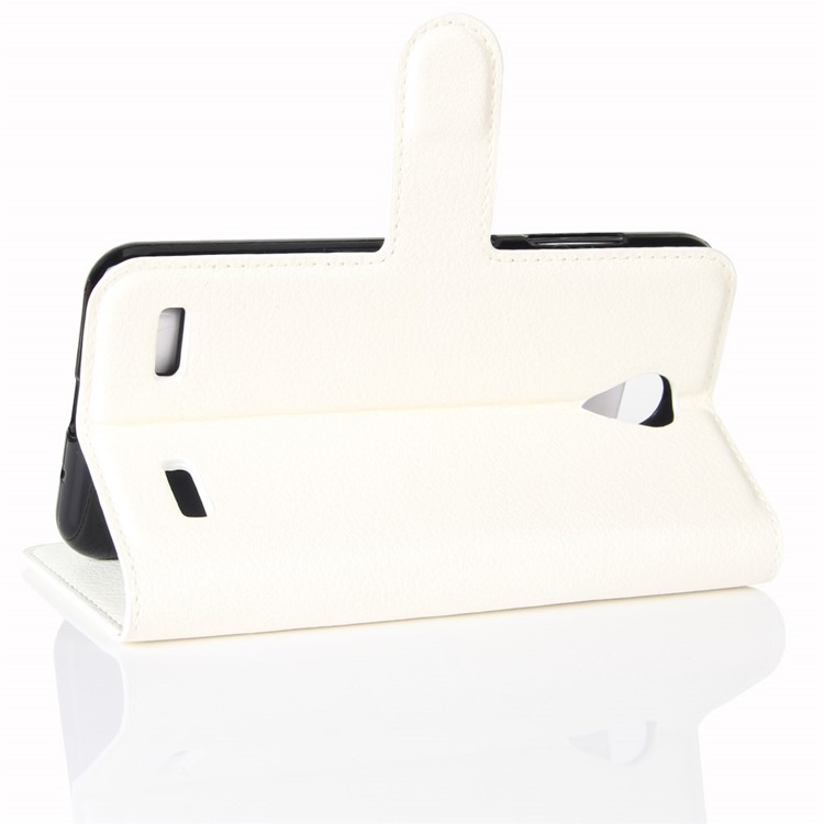 Litchi Skin Leather Stand Case with Card Slots for ZTE Blade A520 - White-5