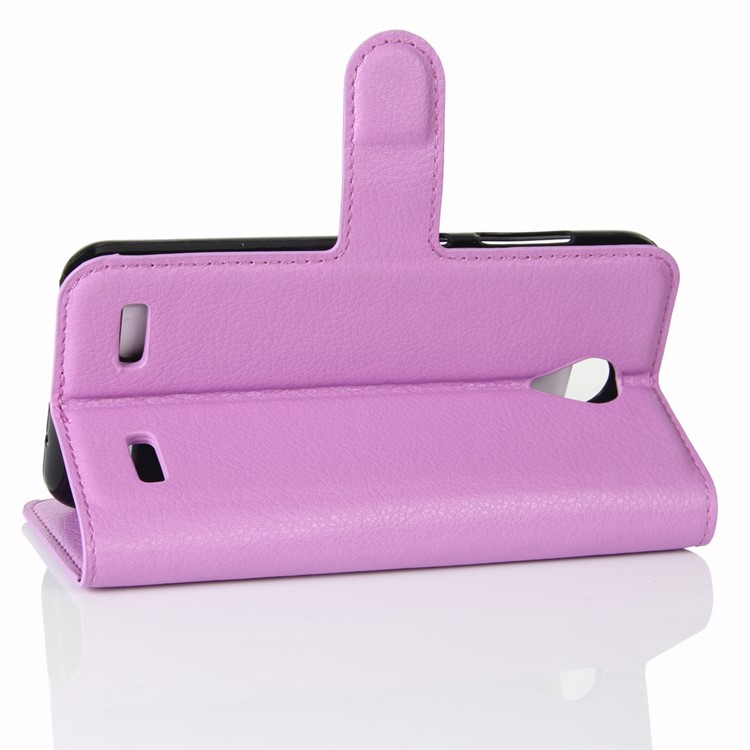 Litchi Skin Magnetic Leather Stand Cover for ZTE Blade A520 - Purple-5
