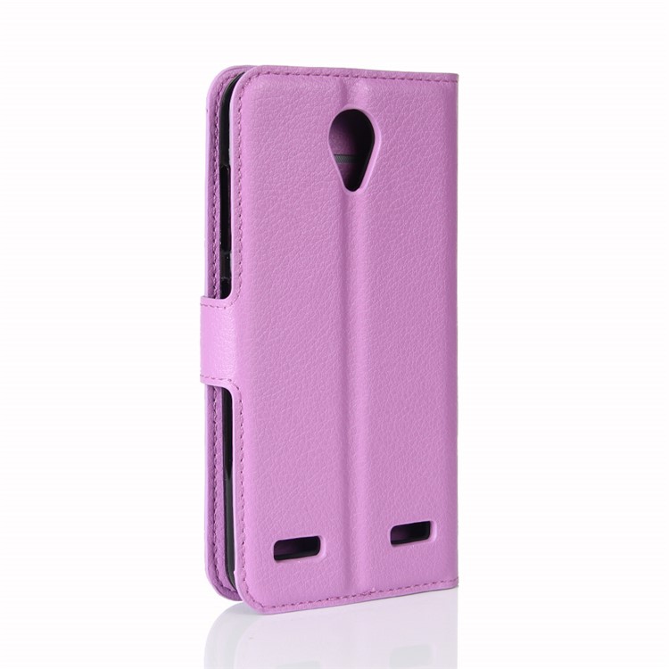 Litchi Skin Magnetic Leather Stand Cover for ZTE Blade A520 - Purple-6