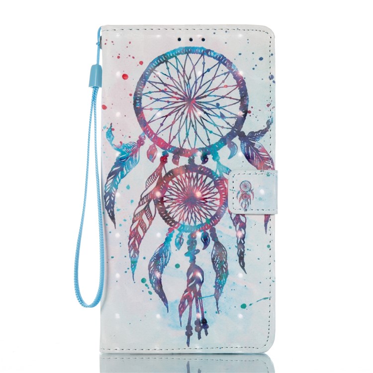 Patterned Light Spot Decor Leather Wallet Phone Casing with Lanyard for ZTE ZMAX Pro Z981 - Blue Dream Catcher-2