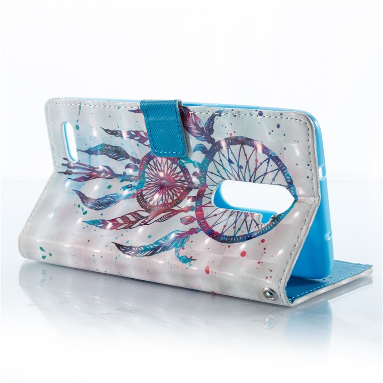 Patterned Light Spot Decor Leather Wallet Phone Casing with Lanyard for ZTE ZMAX Pro Z981 - Blue Dream Catcher-7