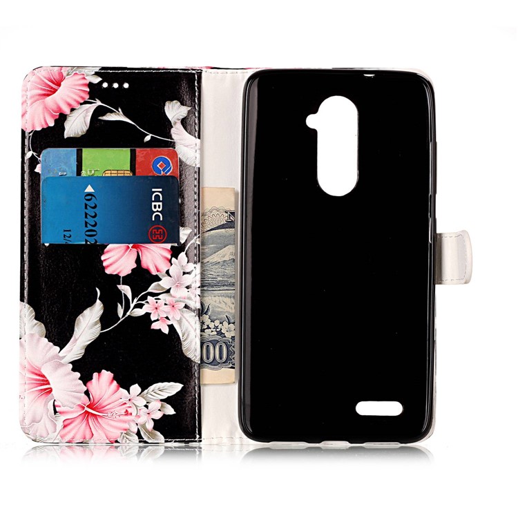 Patterned Leather Wallet Stand Cover Accessory for ZTE ZMAX Pro Z981 - Beautiful Flowers-4