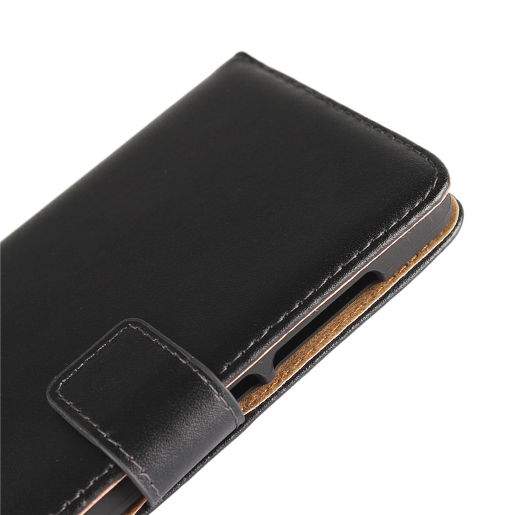 Genuine Split Leather Wallet Magnetic Flip Shell for ZTE Blade V8 - Black-6