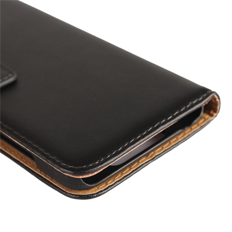 Genuine Split Leather Wallet Magnetic Flip Shell for ZTE Blade V8 - Black-8
