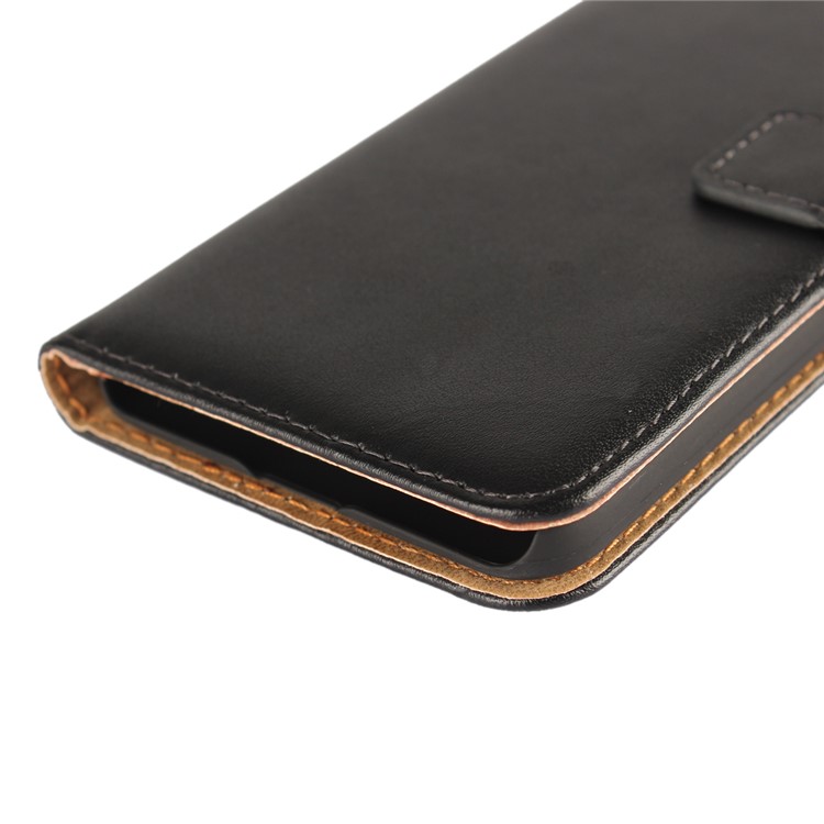 Genuine Split Leather Wallet Magnetic Flip Shell for ZTE Blade V8 - Black-9