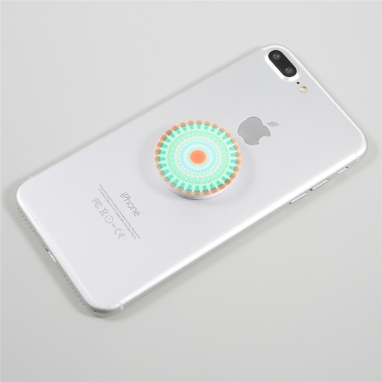 Finger Grip Stretchable Mount Stand Cord Winder for iPhone Samsung Sony Huawei Etc - Green Kaleidoscope-4