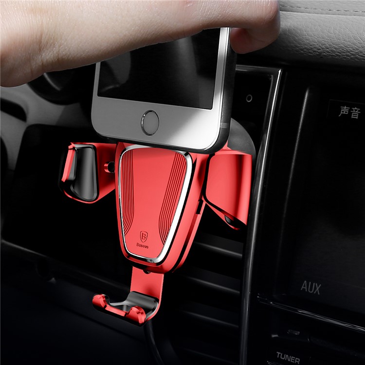 BASEUS Gravity Car Air Vent Mount Rotary Phone Holder for iPhone Samsung Huawei - Red-10