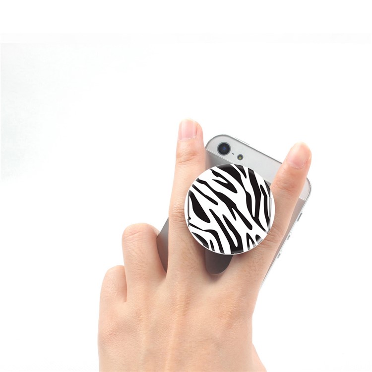 Patterned Finger Grip Expanding Mount for iPhone Samsung Smartphone Tablet - Zebra Pattern-1