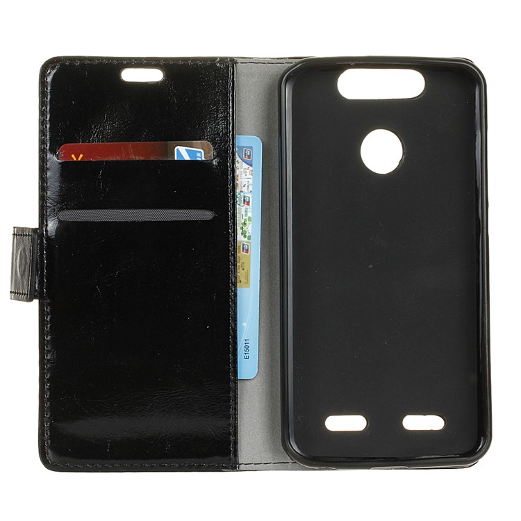Crazy Horse Leather Wallet Case for ZTE Blade V8 Lite - Black-3
