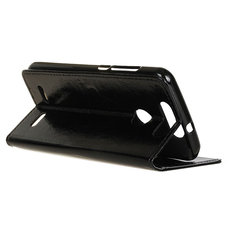 Crazy Horse Leather Wallet Case for ZTE Blade V8 Lite - Black-4