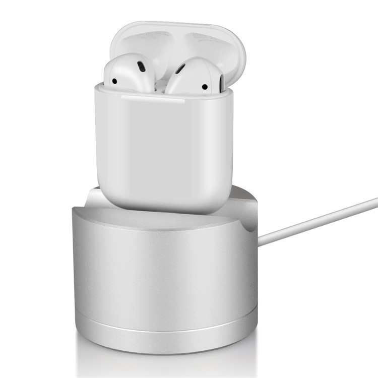 Aluminum Alloy Scratch-free Charging Dock Station Stand for AirPods/ iPhone/ Magic Mouse - Silver-1