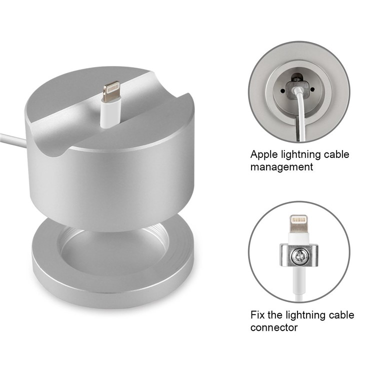 Aluminum Alloy Scratch-free Charging Dock Station Stand for AirPods/ iPhone/ Magic Mouse - Silver-6