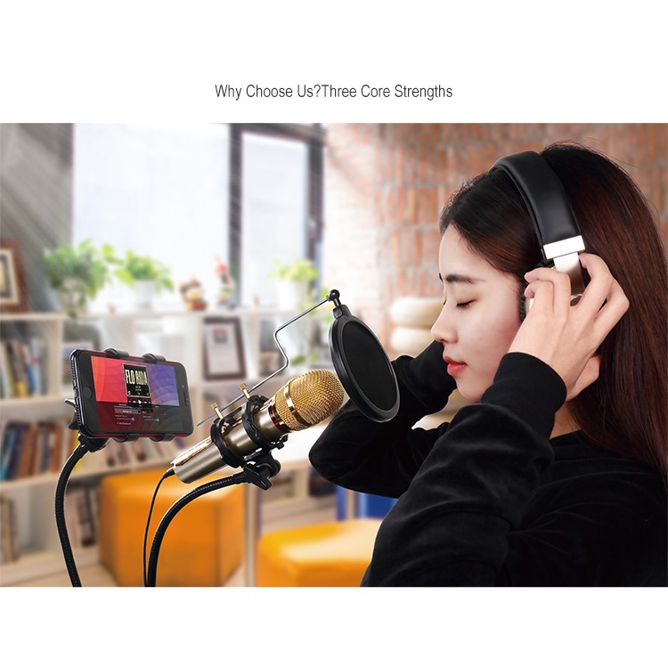 JOYROOM ZS130 Microphone 360 Adjustable Gooseneck Arm Stand with Phone Holder Kit for Studio Broadcast-9