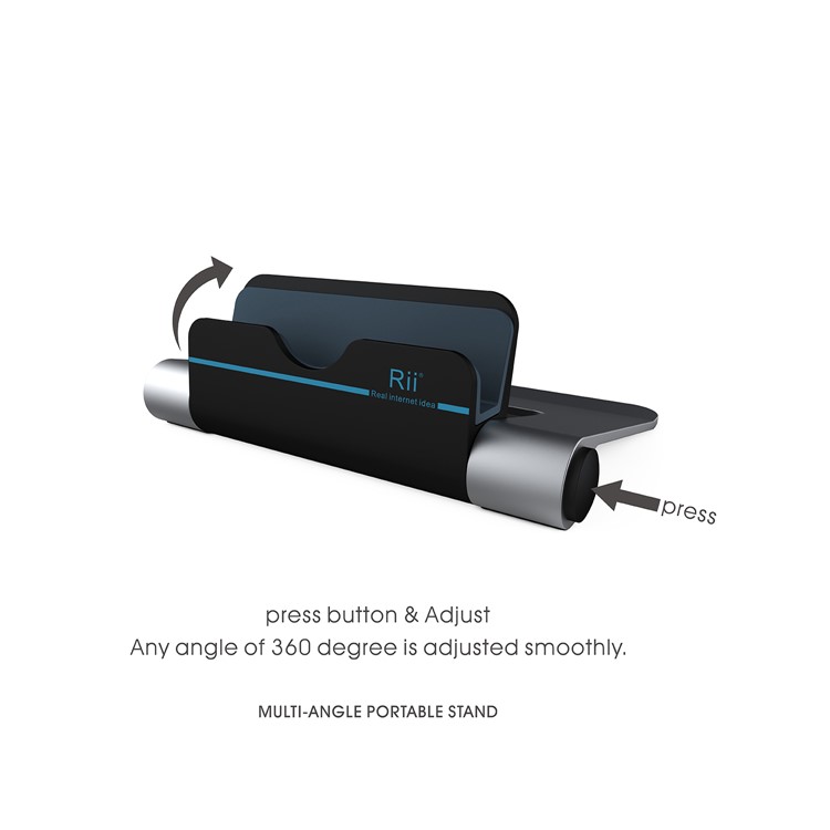 RII RT510 Universal Aluminium Alloy Portable Fold-up Desktop Stand Multi-angle Holder for iPhone iPad etc.-2