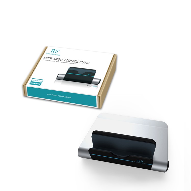 RII RT510 Universal Aluminium Alloy Portable Fold-up Desktop Stand Multi-angle Holder for iPhone iPad etc.-6