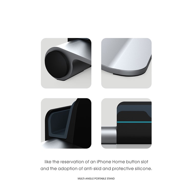 RII RT510 Universal Aluminium Alloy Portable Fold-up Desktop Stand Multi-angle Holder for iPhone iPad etc.-7