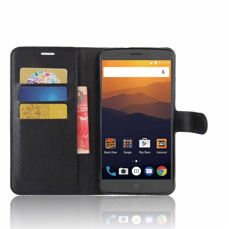 Litchi Texture Stand Leather Wallet Flip Case for ZTE Max Xl N9560/Z986 - Black-4