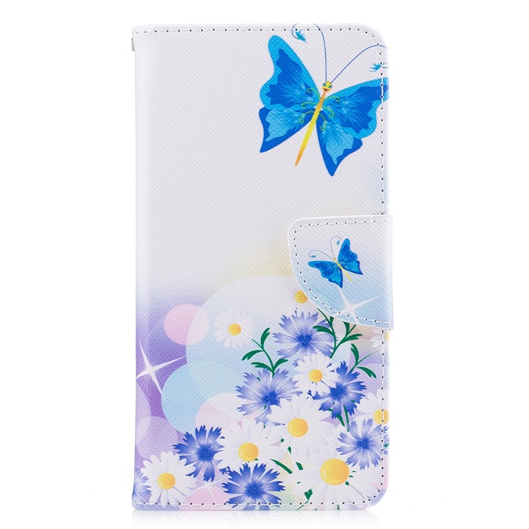 Pattern Printing Wallet Leather Cell Phone Case for ZTE Blade A520 - Blue Butterfly-2