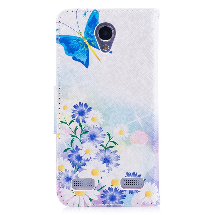 Pattern Printing Wallet Leather Cell Phone Case for ZTE Blade A520 - Blue Butterfly-3