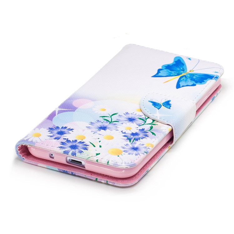 Pattern Printing Wallet Leather Cell Phone Case for ZTE Blade A520 - Blue Butterfly-6