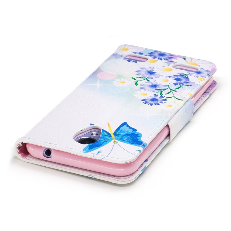 Pattern Printing Wallet Leather Cell Phone Case for ZTE Blade A520 - Blue Butterfly-7
