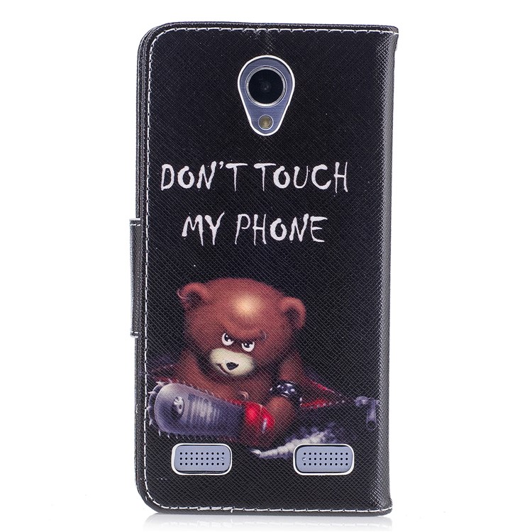 Pattern Printing Wallet Leather Stand Shell Cover for ZTE Blade A520 - Brown Bear-3