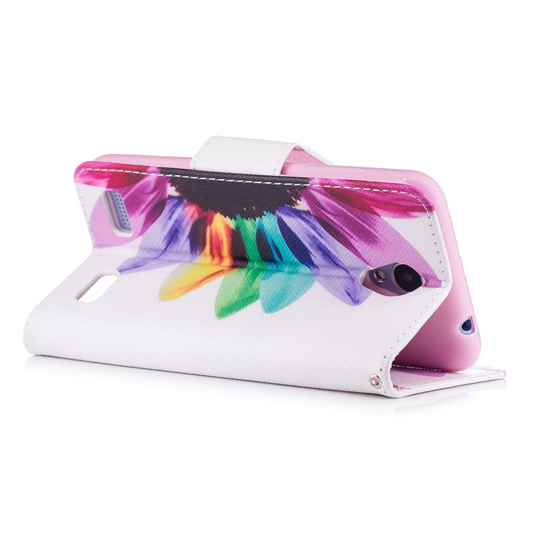 Padrão de impressão Carteira Carteira de couro Caixa móvel com suporte para ZTE Blade A520 - pétalas padrão-4
