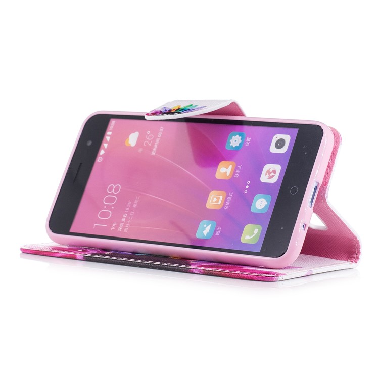 Padrão de impressão Carteira Carteira de couro Caixa móvel com suporte para ZTE Blade A520 - pétalas padrão-5
